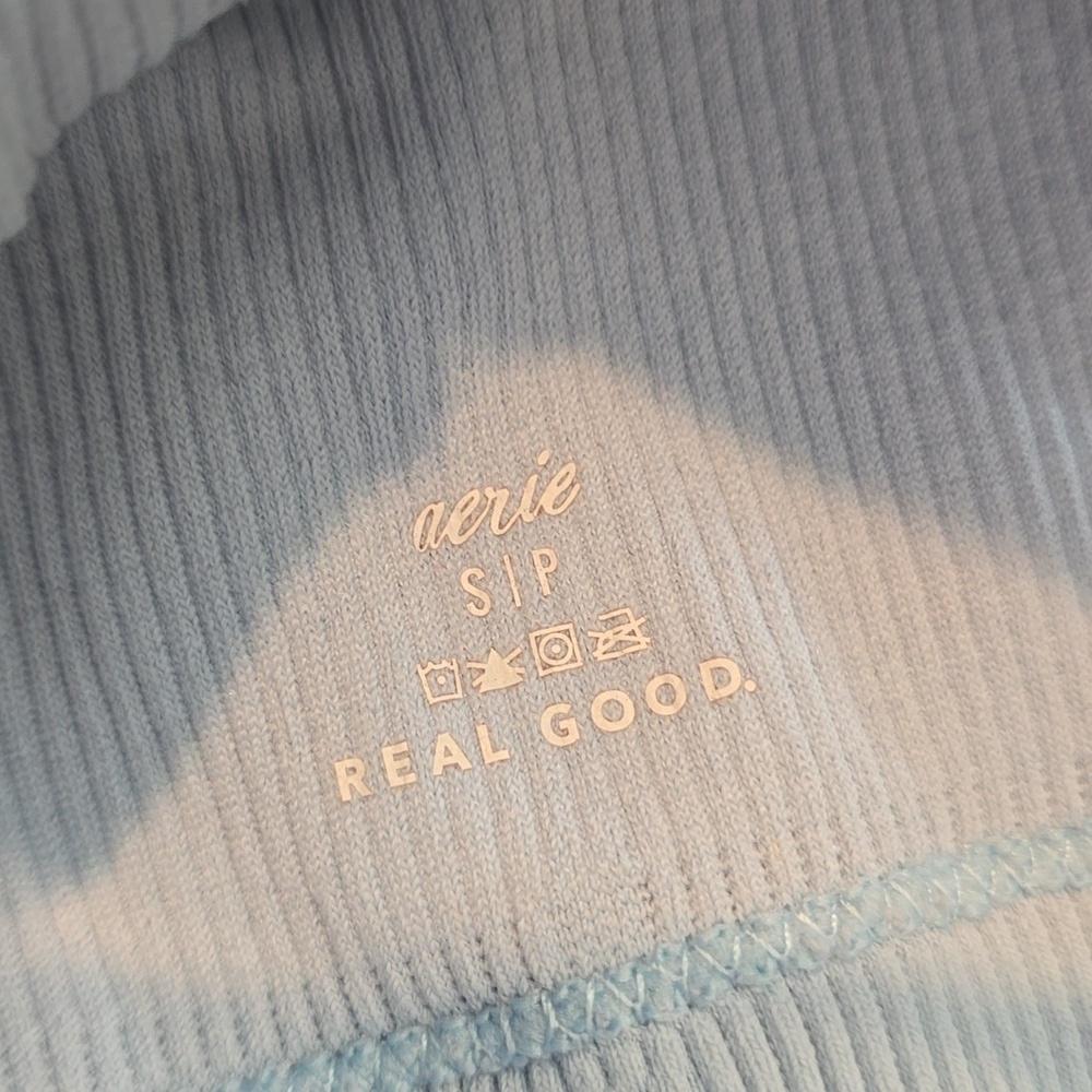 Aerie S/P Ribbed Seamless Bralette - Light Blue 'Real Good' Crop Top - Picture 2 of 3